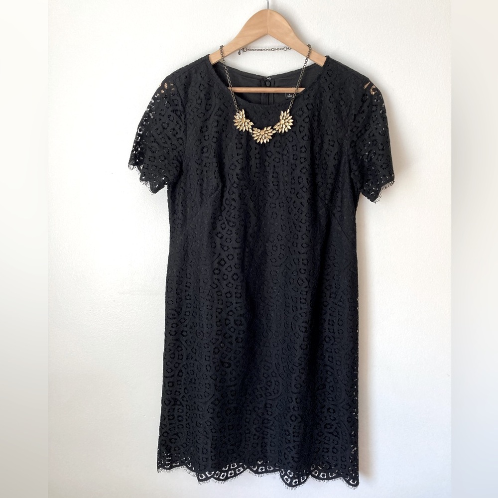 Ann Taylor Eyelash Lace Sheath Dress in Black Size 4